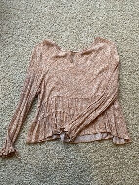 Women's Dusty Pink Floral Tiered Long-Sleeve Blouse